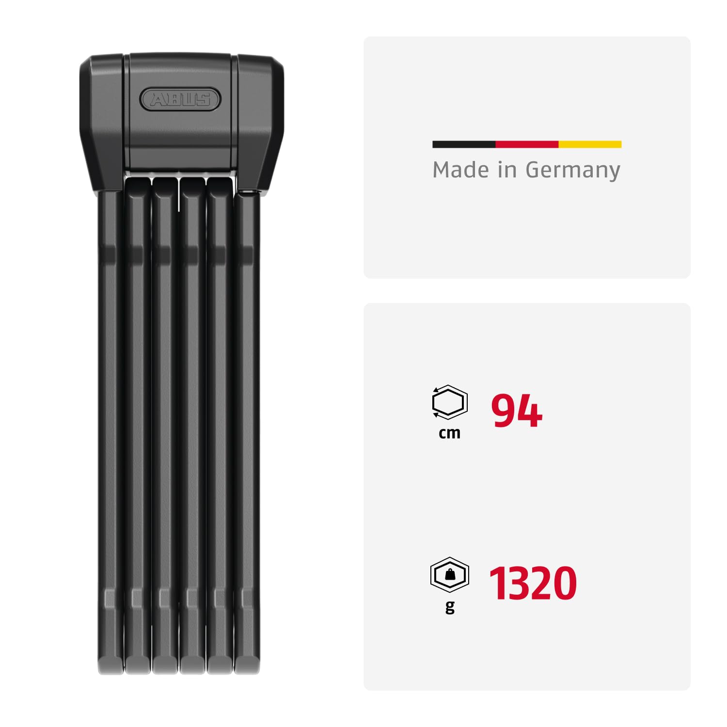 ABUS Lucchetto pieghevole Bordo 6200K 90 SH - Lucchetto flessibile per bicicletta con staffa - Corpo serratura girevole a 360° - Sicurezza grazie all'acciaio temprato e al cilindro XPlus - 94 cm, nero