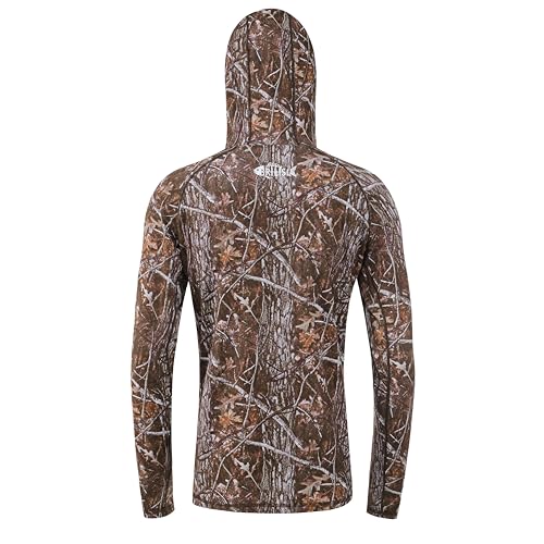 UPF 50+ Sun Protection Long Sleeves Hunting & Fishing Shirts for men, Camo Hoodie with Built-In Face Mask2