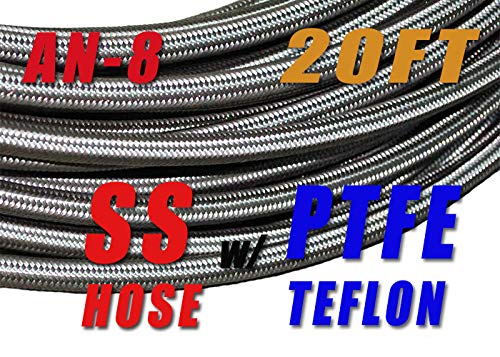 AN 8 8AN 7/16" 11mm Stainless Steel PTFE Teflon Ethanol E85 Fuel Oil Hose Line 20ft