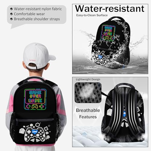 Kids Backpack With Lunch Box, Lightweight School 3 Set, Kids Game Backpack Set, Children Teens Elementary Middle School Christmas2