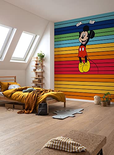 Komar Vlies Fototapete - Mickey Magic Rainbow - Größe 300 x 250 cm (Breite x Höhe) - Disney, Kinderzimmer, Kindertapete, Tapete