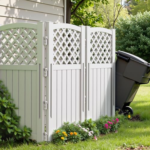 Greesum Outdoor Air Conditioner Fence, Privacy Screen 4 Panels for Trash Can Enclosure&Pool Equipment, 49.45”(H) x 22.62”(W) Per Panel, White