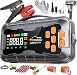 16-In-1 Avviatore Batteria Auto con Compressore 160PSI 8000A 27000mAh, Tutto Gas/14.0L Diesel Avviatore Emergenza per Auto/Moto 12V, YaberAuto Booster Avviamento Portatile Starter Batteria