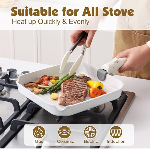 image for SENSARTE 17 Piece Pots and Pans Set, Nonstick Detachable Handle Cookwa