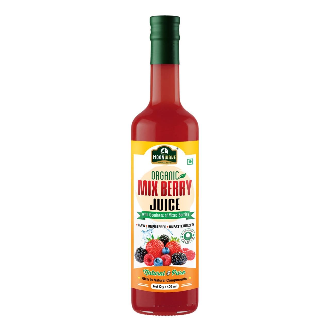 MOONWAKE Mix Berry Juice | Multi Berry Juice | AntiOxidant Juice for Detoxification, Immunity Booster | Helps in Heart & Diabetes Care | Sugar free – 400 ml