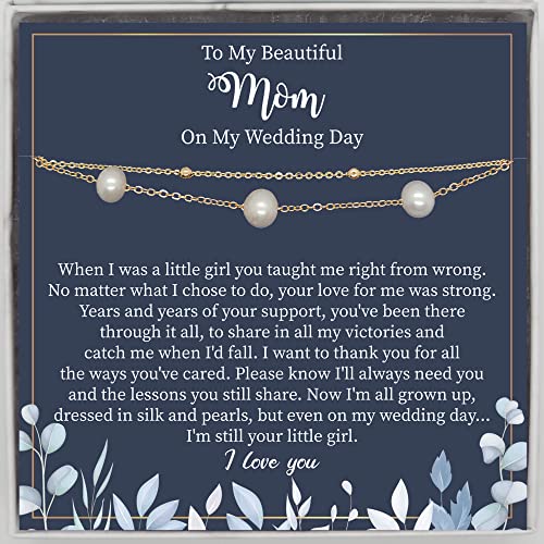 Bride to Mother Gift. Bride to Mom Bracelet. Mother Of The Bride Gift From Daughter. Real Natural Freshwater Pearl Bracelet for Mother on Wedding Day. Mom gifts