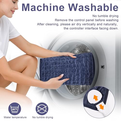 Image of Heating Pad,Electric Heating Pads,Heating Pad for Back,DarkBlue,33x17 Inch | Heating Pads for Shoulder,Neck,Abdomen,Knee,Arms,Legs,Heat Pad for Birthday Father Mother Gift Women Men,6 Heat Settings