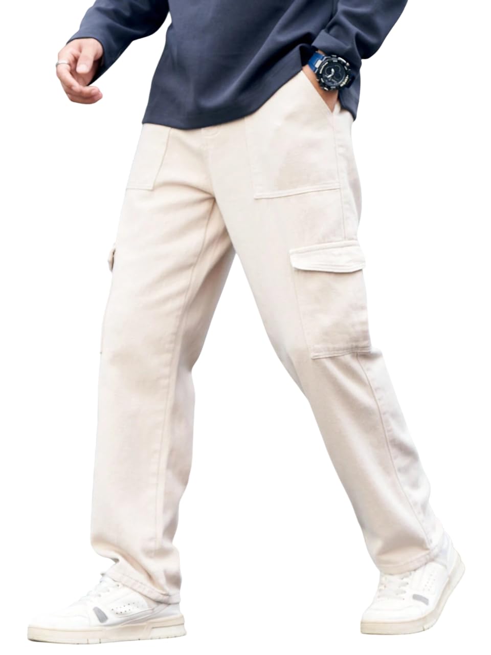 tagas Men Loose Fit Men's Flap Pocket Jeans || Mens Stylish Flap Pocket Loose Fit Denim Cargo Pant || Multi-Pocket Cargo JeansPant-picture-20