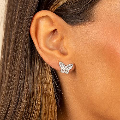 Adina Eden | Pave X Baguette Butterfly Stud Earring | Trendy Jewelry For Women | Cubic Zirconia Butterfly Earring Studs | 14K Gold-Plated Sterling Silver | Hypoallergenic Earring #TOP3