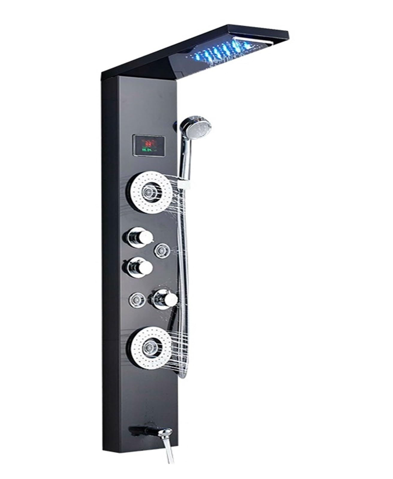Soywim Black 8006 Shower System, Led Light Shower Panel,Waterfall Rain Digital Display Faucet Set,Spa Massage Jet Bathroom Column Mixer Tap System(Black 8006)