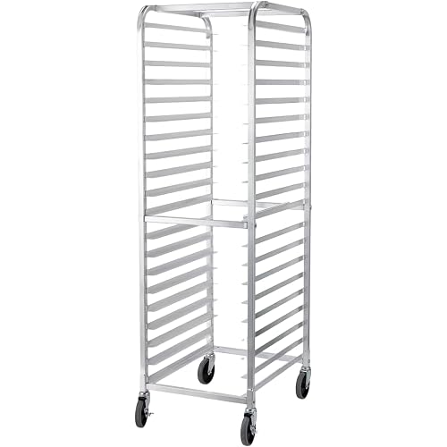 ROCKPOINT Bakers Rack with Storage,20 Tier Bun Pan Rack with Wheels,Commercial Bakery Racking of Aluminum for Full & Half Sheet - Kitchen,Restaurant,Hotel and Home, 26" D x 20.3" W x 69.3" H