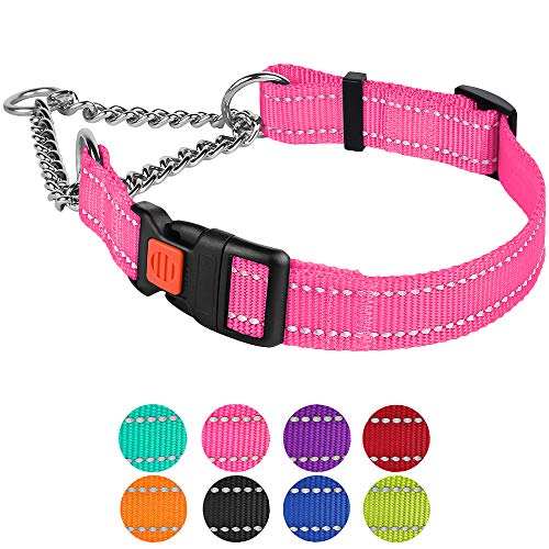 CollarDirect Reflective Dog Collar Martingale Collars Side Release Buckle Chain Training Adjustable Pet