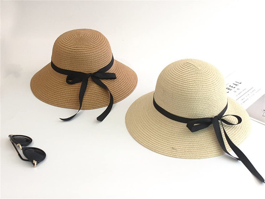 LNNSHX Sommerhut für Damen, Strand, Sonnenhüte, Freizeit, Reise, Outdoor, Urlaub, Zubehör, UV-Schutz (Farbe: Weiß, Größe: 56–60 cm) (Beige 6 7/8)