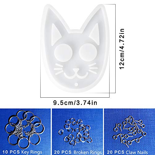 Cat Resin Mold Keychain Pendants Silicone Molds for Resin Casting, Crystal Epoxy Resin Molds DIY Crafts Jewelry Making Tools with Key Rings