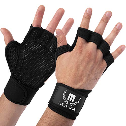 Mava Sports Ventilated Workout Gloves with Integrated Wrist Wraps and Full Palm Silicone Padding Extra Grip & No Calluses, for Weightlifting, Pull Ups, Cross Training, WODs