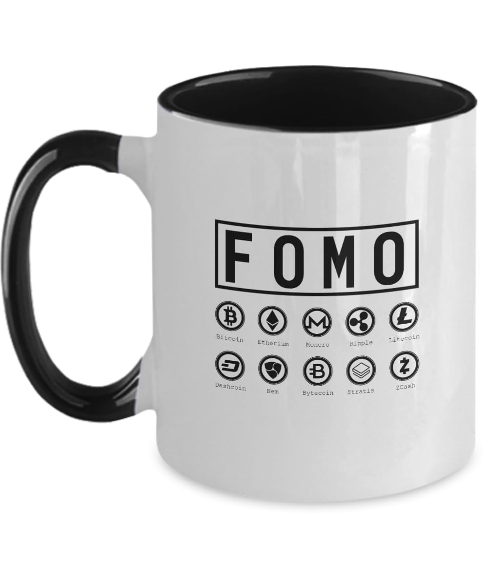 Amazon.com: AMISK CREATIVES Fomo Mug Fomo Bitcoin Gift Ideas For Men Women  Family Friends Coworkers Two Tone : Home & Kitchen