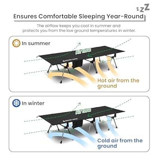 OneTigris SUPRANUBIS Camping Cot, Height Adjustable with Cot Leg Extenders, Strong Support 330lbs, Portable Folding Bed for Camping, Hiking, Travel, Truck, Beach, Office Nap (Black)
