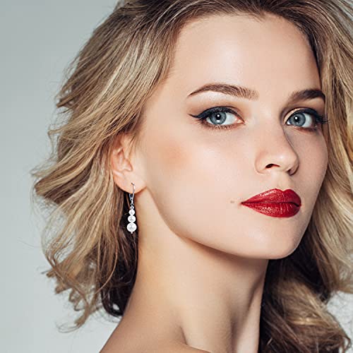 Sterling Silver Freshwater Cultured Pearl Drop Earrings Size 4-8mm Dangle Leverback Earring for Women2