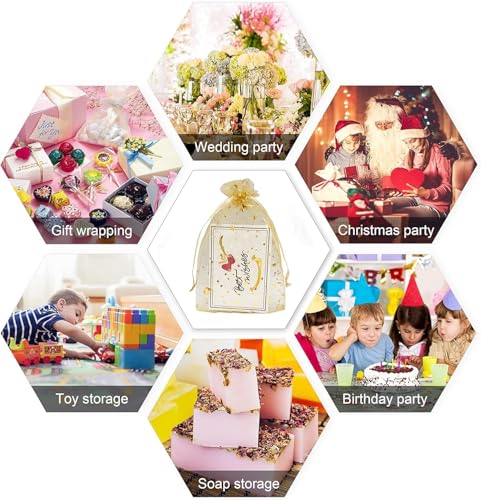 Image of XCLUSY 50PCS (13X18CM)(5x7 inchINCH) Potli Bags for Gifting - Multipurpose Wedding Return Gift Bags | Party Favour, Birthday, Anniversary, Festive Packing Pouches | Organza, Cloth, Brocade, Fancy Luxury Goodie Bags (LIGHT PINK PRINTED, 1 Count(Pack of 50))