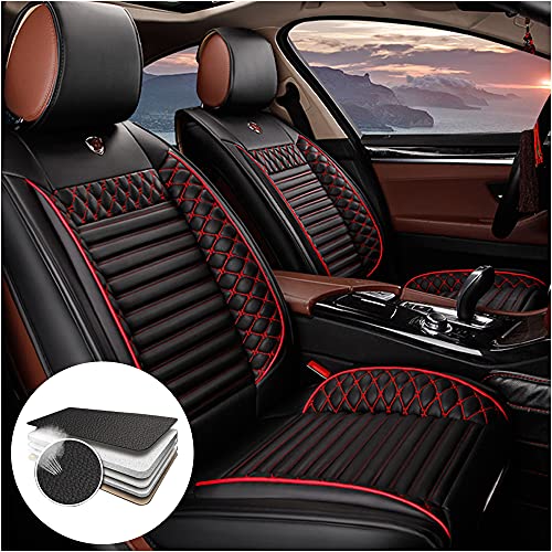 Housse de siège de Voiture pour Renault Scenic Koleos Laguna Megane Latitude, 2 Housses de siège Avant Cuir PU Airbag Compatible Protection de siège (Noir Rouge)