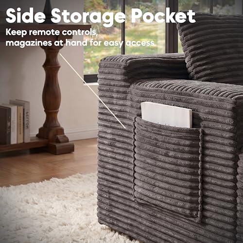 Image of 140 inch Modular Sectional Sofa Couch, Oversized U Shape Cloud Couch with 2 Ottomans, Storage and Cupholders, Corduroy Sofa Boneless Couches for Living Room, No Assembly Required, Dark Grey