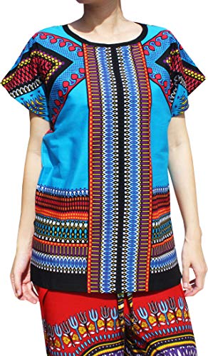 RaanPahMuang Bright Arrowhead African Dashiki Traditional Cut Front Collar Shirt