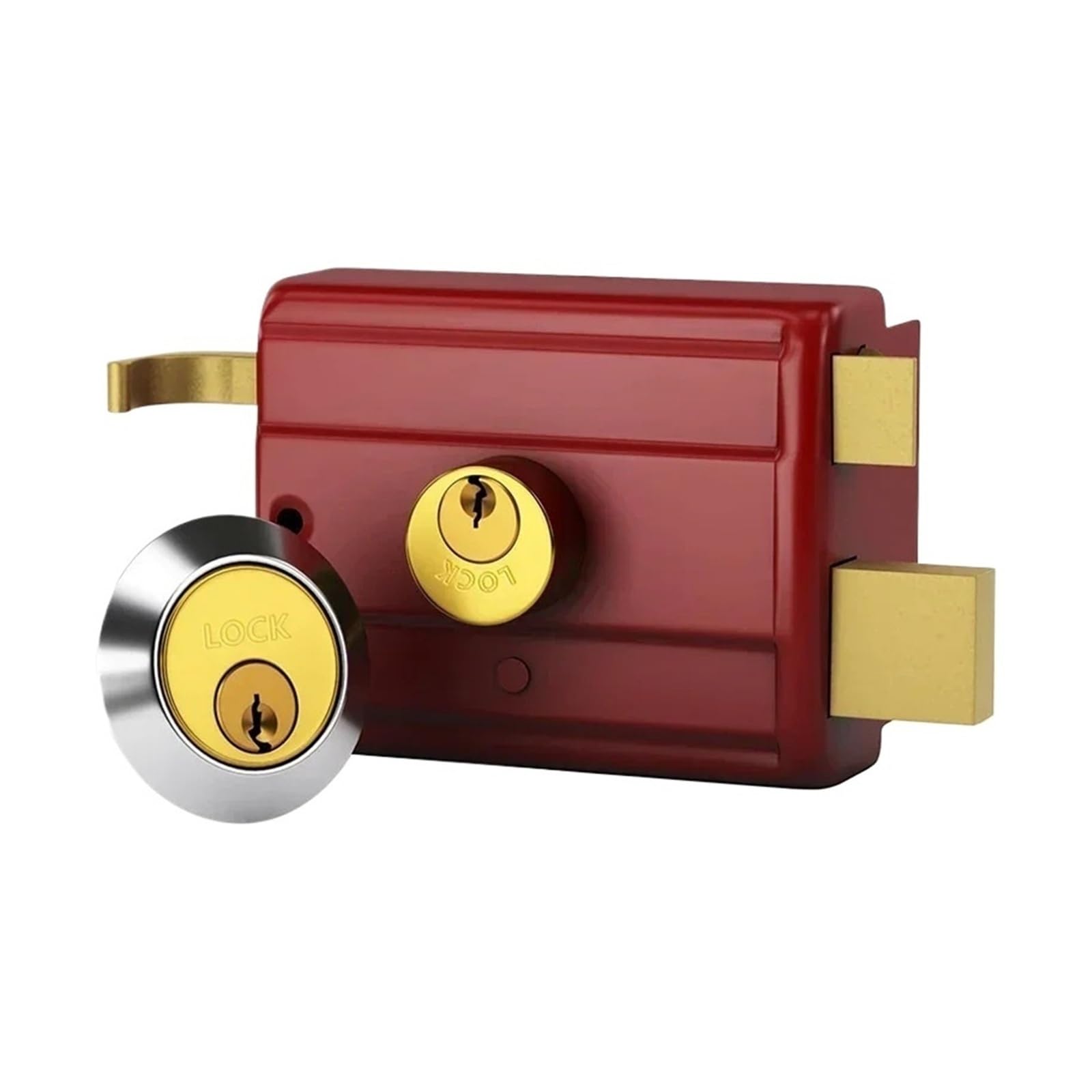 Serrure porte antivol en cuivre et fer avec double languette pour porte en bois