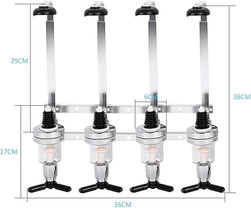 Miniatura 8 de Dispensador de licor, barra de mayordomo, soporte de vino montado en la pared, soporte para 4 botellas, soporte para bebidas, cóctel de chupito,