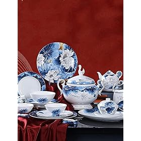 Elevate Your Dining Experience: Buy the 68-Piece Enamel Watercolor Floral Dinnerware Set for 10
