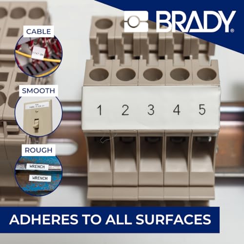Image of Brady Nylon Cloth Label Tape for Label Printer BMP51 /BMP53 /M511 - Self Adhesive Nylon Fabric Tape - Waterproof Tape Printer Labels - Black on White (25.40mm x 4.88m) - M5C-1000-499