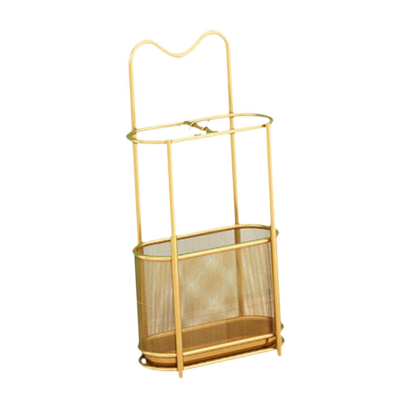 HYLYGFH Gold Iron Umbrella Stand Rack - Stylish Storage Holder for Entryway, Hallway, Office, and Garage - Durable Umbrella Holder Bin for Home nization