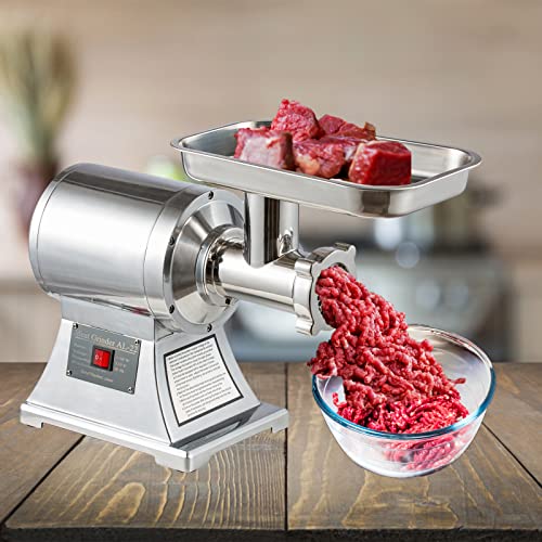 Tecspace 110V Commercial Meat Grinder, 1100W 550Lbs/Hour Electric Meat Grinder, 193R/Min Heavy Duty Stainless Steel Industrial Meat Grinder With 4 Blades, Stuffing Tube, Home Kitchen Use (Silver) #TOP2
