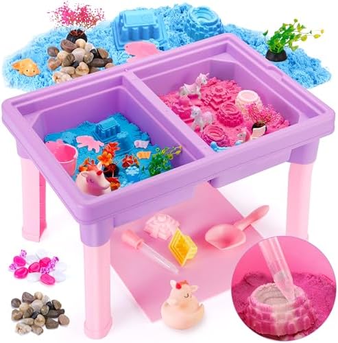 Unicorn & Axolotl 2 in 1 Sand and Water Table, Sensory Table with Sand