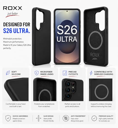 Roxx Hard Case Silicone Phone Case | for Samsung Galaxy S26 Ultra | Like The Original – Only Better | Award-Winning Protection | Soft Inner Lining | Screen & Camera Protection | for MagSafe Black by ROXX just better - Used condition - Image 2