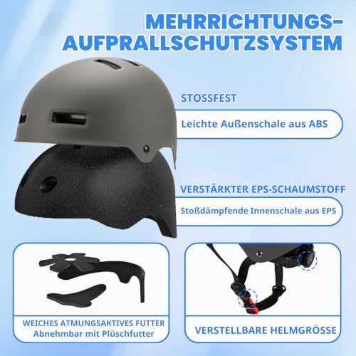 LOKJIJI Verstellbarer Fahrradhelm Skaterhelm für Mädchen Jungen Kinder Jugend Erwachsene… – Ansicht 4
