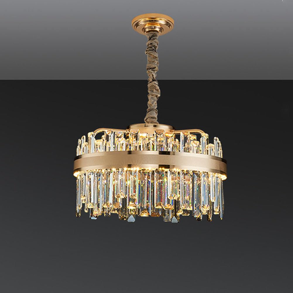 KXEcoLife High-end light luxury crystal chandelier, modern minimalist lamp, multi-tier for bedroom duplex European dining room,46cm