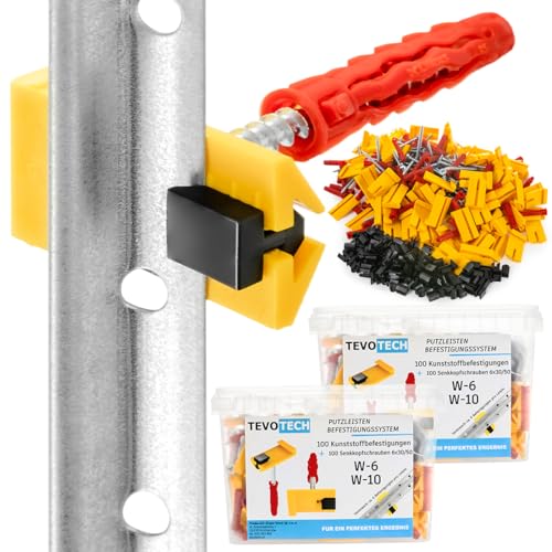 Sistema de clips para fijación de listones de yeso para trabajos de construcción – 200 unidades + tacos