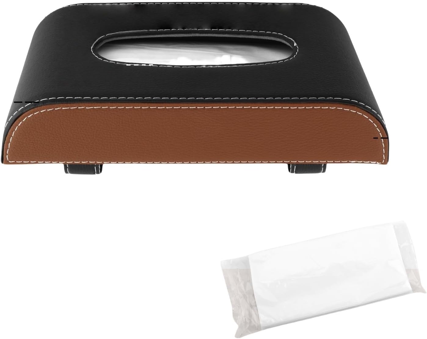 PU Leather Car Tissue Holder for Visor with Magnetic Closure, Ultra-Slim Universal Napkin Dispenser for Most Cars, Easy Installation Auto Sun Visor Tissue Organizer with Refill Included