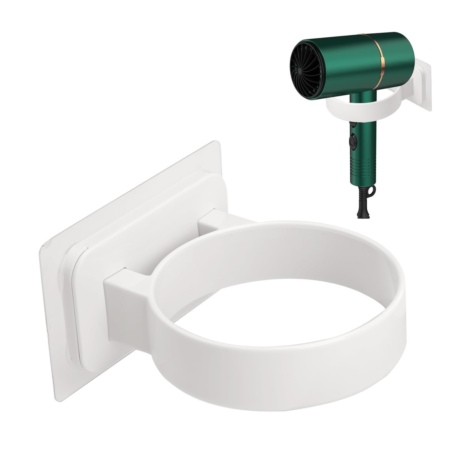 Organizer Bagno Rustico Porta Asciugacapelli Da Parete In Legno - Design Rustico Bianco, Regolabile Porta Phon Bianco Rustico - 2