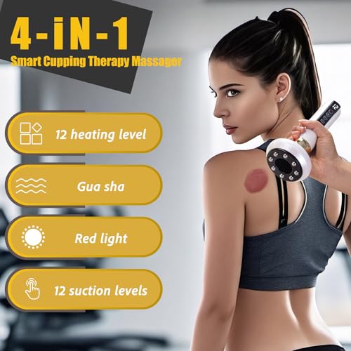 LENND Handheld Cellulite Massager,Body Vacuum Massager with 12 Suction Modes, Rechargeable & Cordless Cellulite Removal Machine Abdominal Belly Thighs Butt Neck at Home