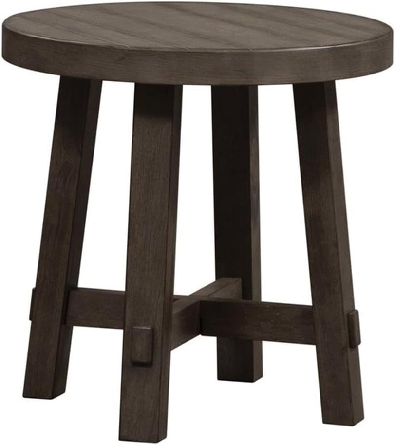 Liberty Furniture Industries Modern Farmhouse Splay Leg Round End Table, Dusty Charcoal