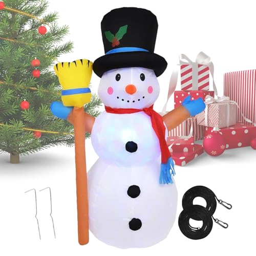 Muñeco de Nieve Inflable,Sostiene Escoba Impermeable,Muñeco De Nieve Navideño Inflable para Jardín | para Patio Jardín Patio Trasero Parque Porche Balcón Fiesta Evento