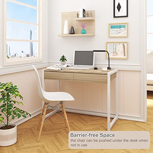 WOLTU® Schreibtisch TSG27hei Computertisch Bürotisch Arbeitstisch PC Laptop Tisch, in Melamin, mit 2 Schubladen, aus… – Bild 2