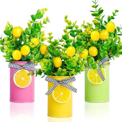 SJDWDX Ramas De Limón Artificiales - 4 Ramas De 50 Cm, Decoración De Mesa Realista Para Cocina, Sala, Fiestas Y Más