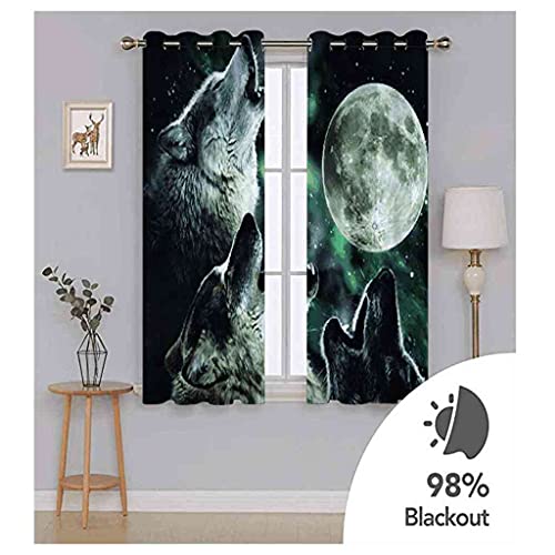 Rideaux occultants 140x160 cm isolant phonique loup 3D polyester - 6