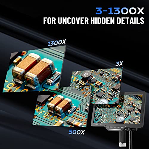 Tomlov Dm202 Se Lcd Digital Microscope With Dual Battery 1300X,10.1" Soldering Microscope For Adults,16Mp Lcd Microscope For Electronics Repair, Coin Microscope For Error Coin,Windows Mac Compatible #TOP6