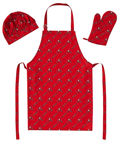 Northwest NFL Tampa Bay Buccaneers Unisex-Adult 3-Piece Apron, Oven Mitt and Chef Hat Set, One Size, Team Colors