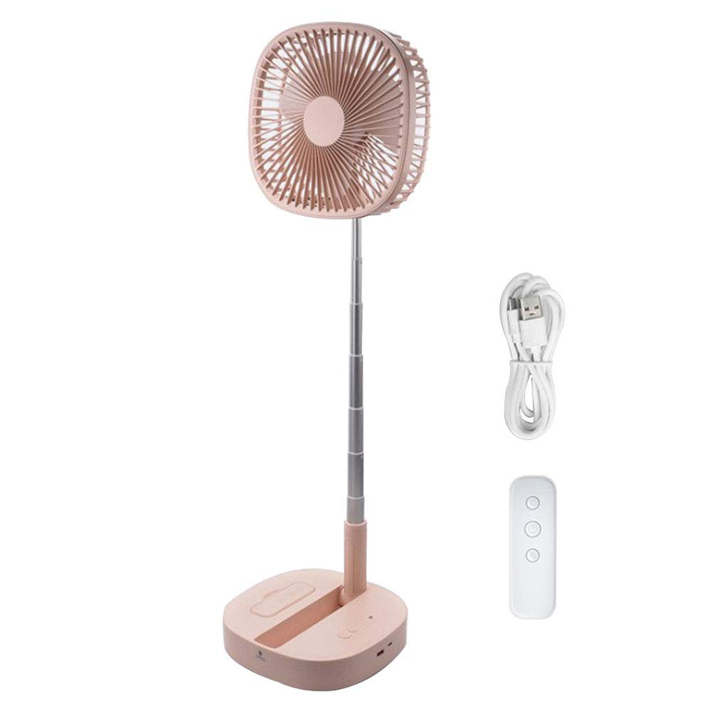 Ventilatore portatile ricaricabile, Ventilatore silenzioso con telecomando, Ventilatore da scrivania USB, Ventilatore elettrico pieghevole per ufficio, casa, campeggio,Rosa