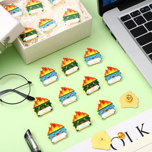 Image of Misdary 24 Pcs Dumpster Fire I'm Fine Lapel Pins Positive Enamel Pins Inspirational Employee Coworker Appreciation Gifts Bulk Cute Pins for Team Recognition Gifts Office Humor Emergency Nurse Gift