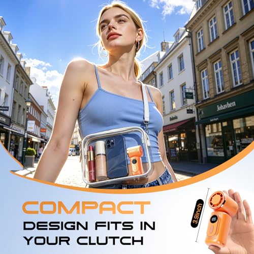 Image of Portable Clip-On Mini Fan Handheld Turbo Fan 3000mA 14500 RPM | 5-speed adjustable high-speed personal fan,Pocket Size USB Cooling Fan for makeup,Travel, Lash Tech & Office